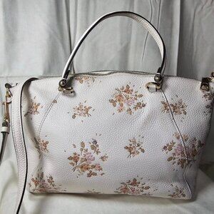 Coach Pebbled Leather Floral Crossbody Satchel
